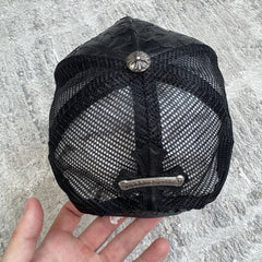 Chrome Hearts Cemetery Leather Cross Patch Trucker Hat