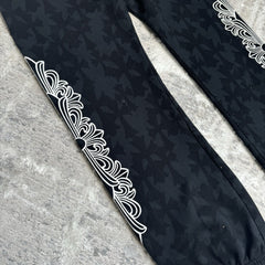 Chrome Hearts Cemetery Allover Cross Print Logo Floral Sweatpants 
