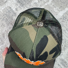 Chrome Hearts Camo Triple Cross Patch Cemetery Trucker Hat