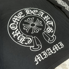 Chrome Hearts Miami Exclusive Floral Sleeve Horseshoe Tee Shirt 