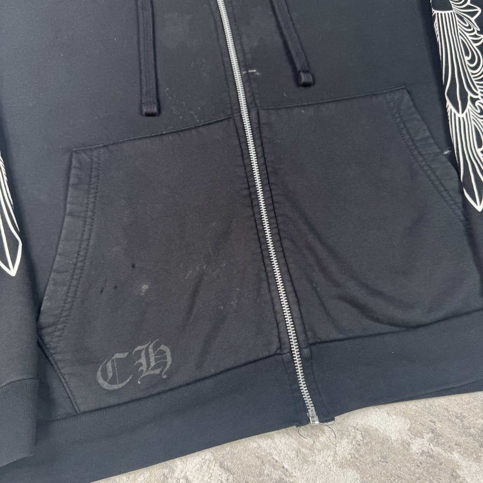 Chrome Hearts Horseshoe Floral Zip Up Hoodie 