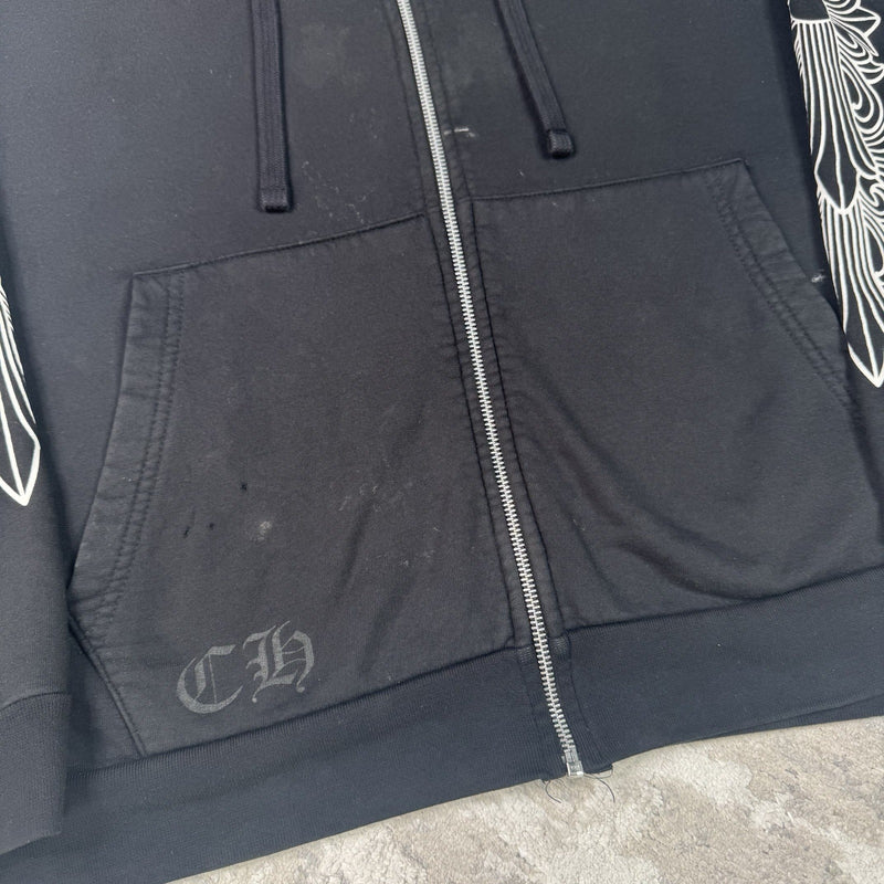 Chrome Hearts Horseshoe Floral Zip Up Hoodie 