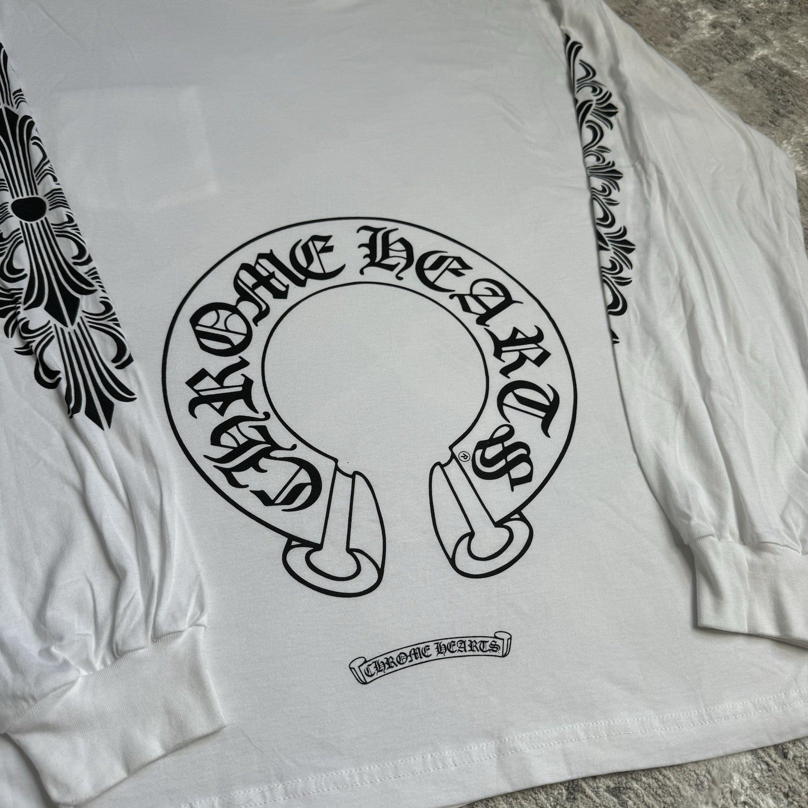 Chrome Hearts Floral Horseshoe Long Sleeve Pocket Tee Shirt 