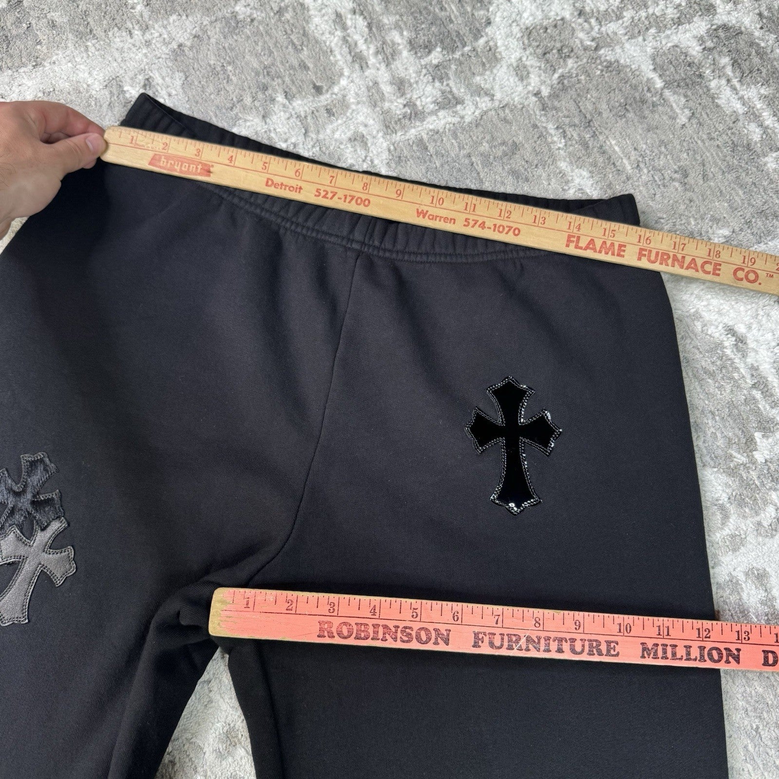Chrome Hearts Leather Cross Patch Sweatpants 