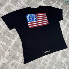 Chrome Hearts USA Dagger Flag Short Sleeve Tee Shirt 