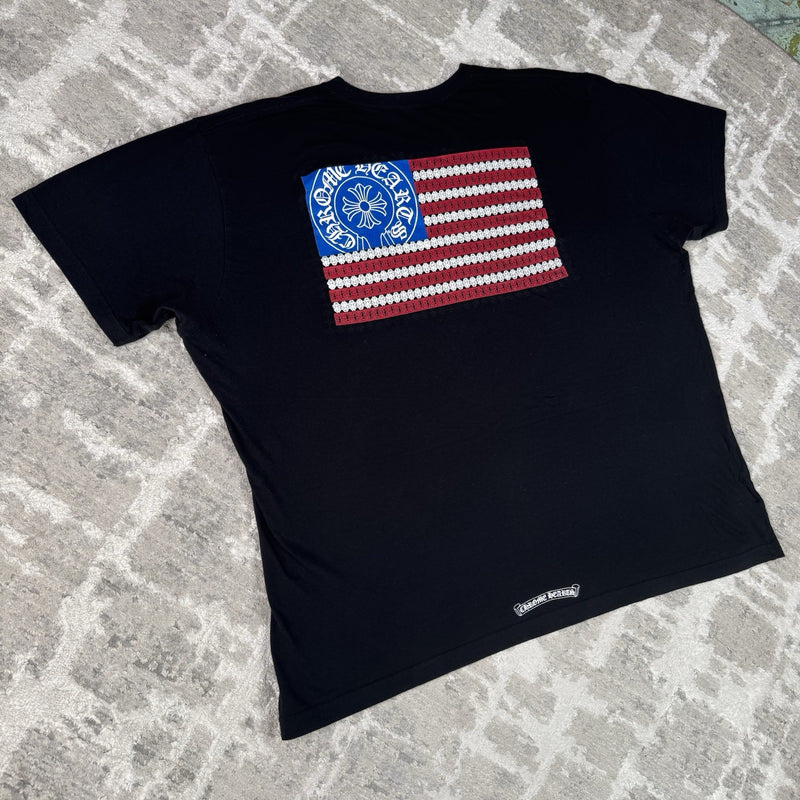 Chrome Hearts USA Dagger Flag Short Sleeve Tee Shirt 
