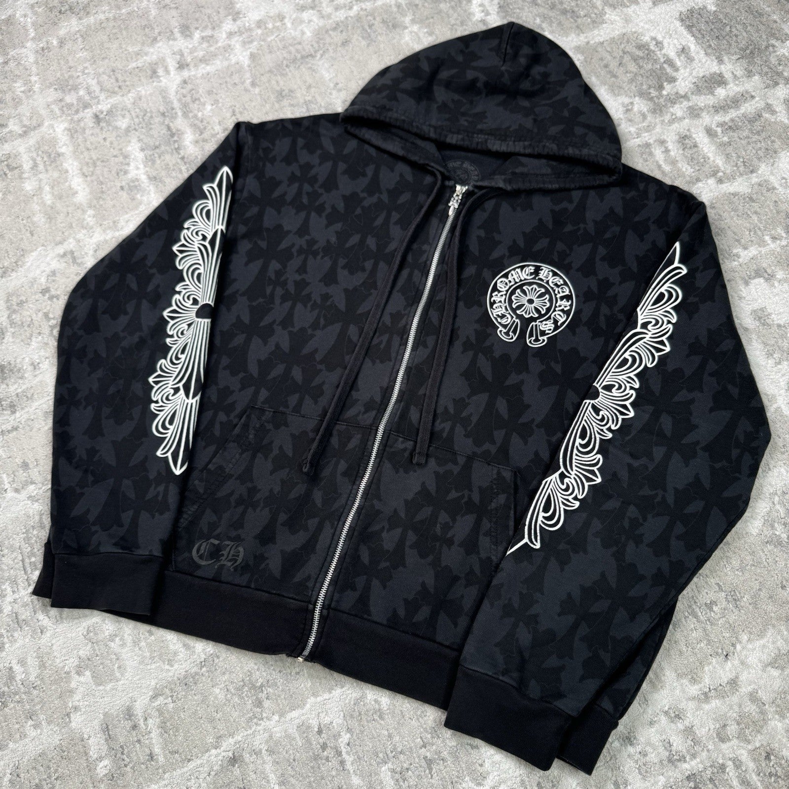 Chrome Hearts Cemetery Monogram Scroll Zip Up Hoodie 
