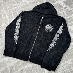 Chrome Hearts Cemetery Monogram Scroll Zip Up Hoodie 