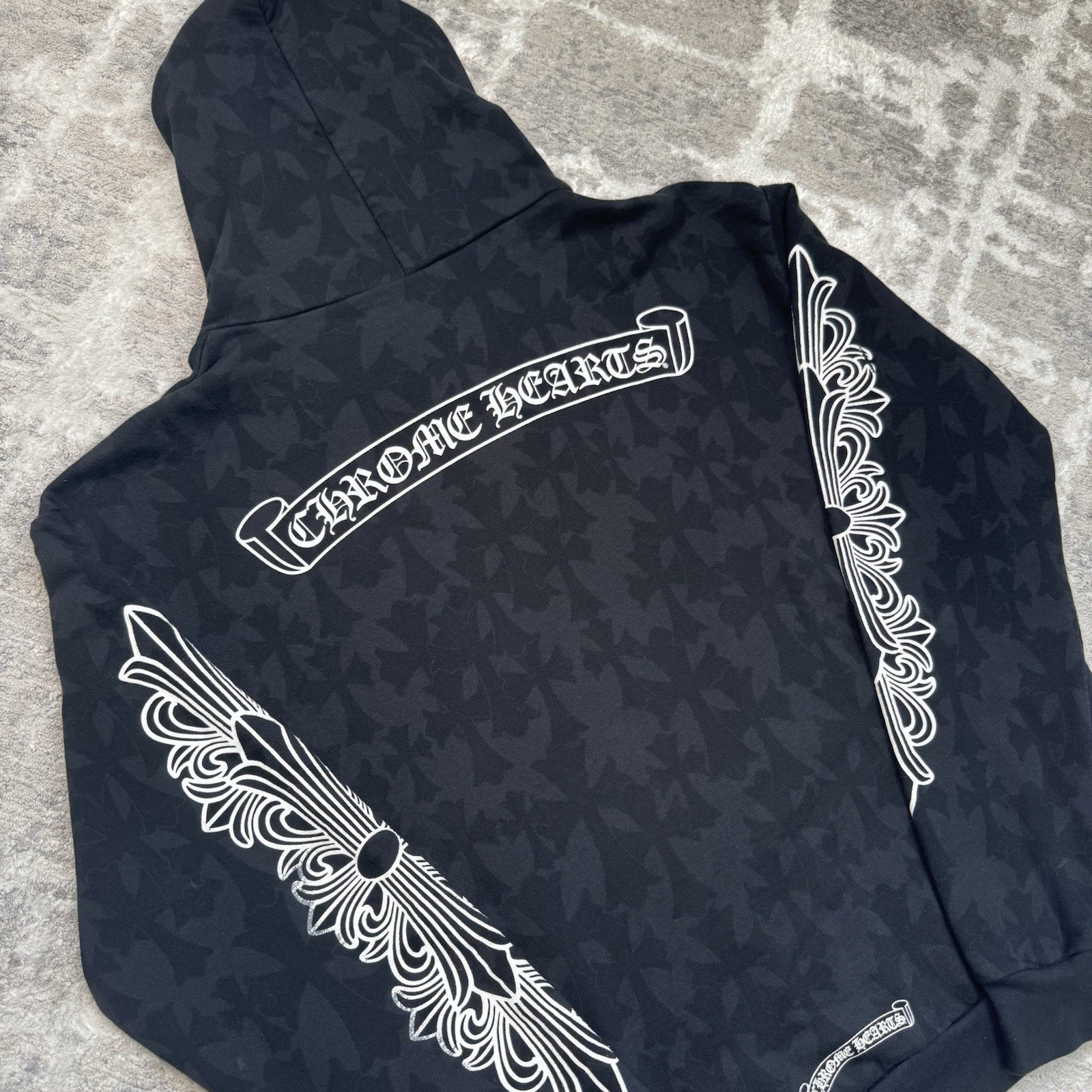 Chrome Hearts Cemetery Cross Monogram Zip Up Hoodie 