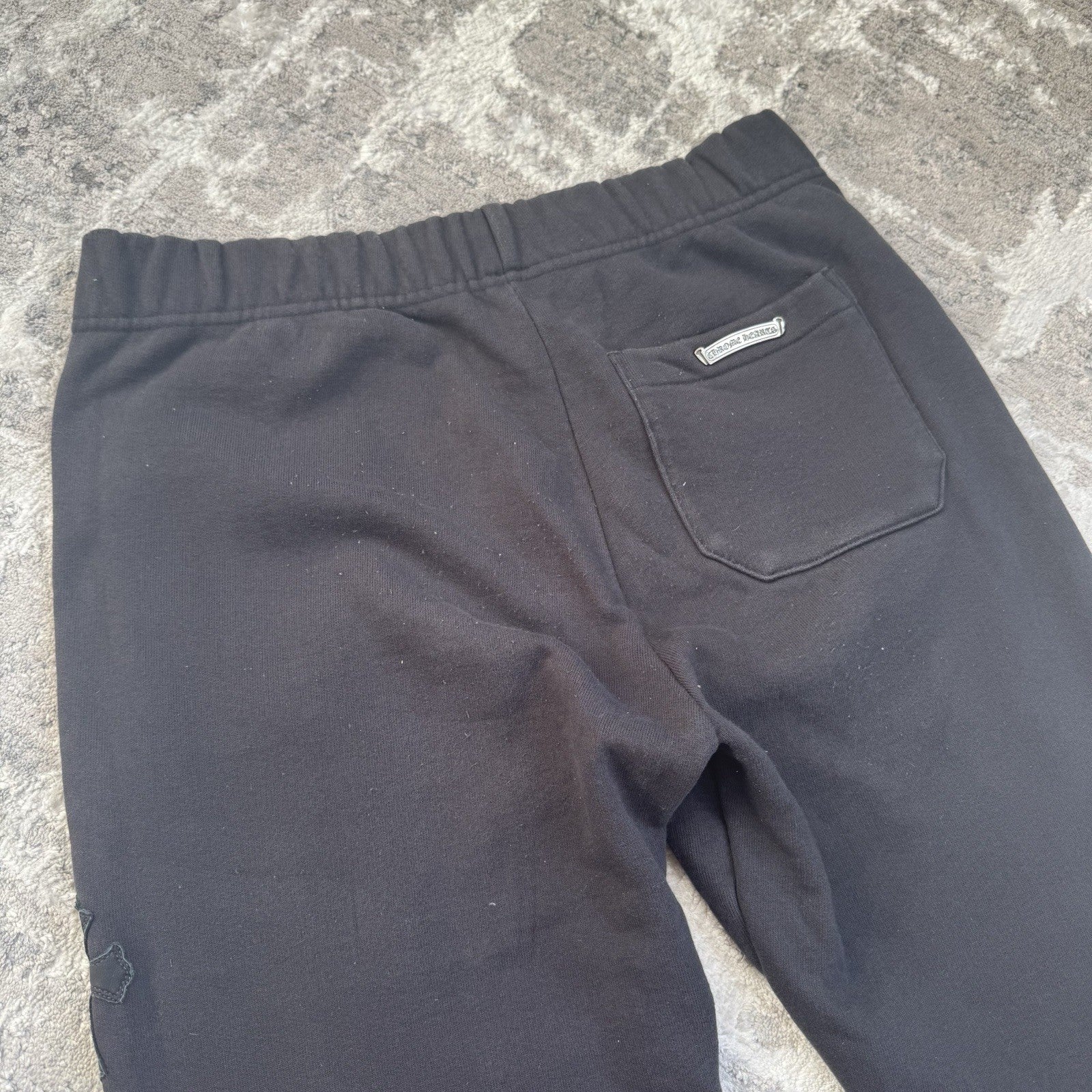 Chrome Hearts Paperjam Leather Triple Cross Patch Sweatpants 