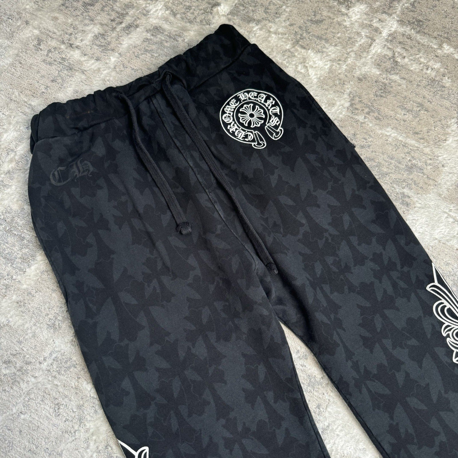 Chrome Hearts Cemetery Allover Cross Print Logo Floral Sweatpants 