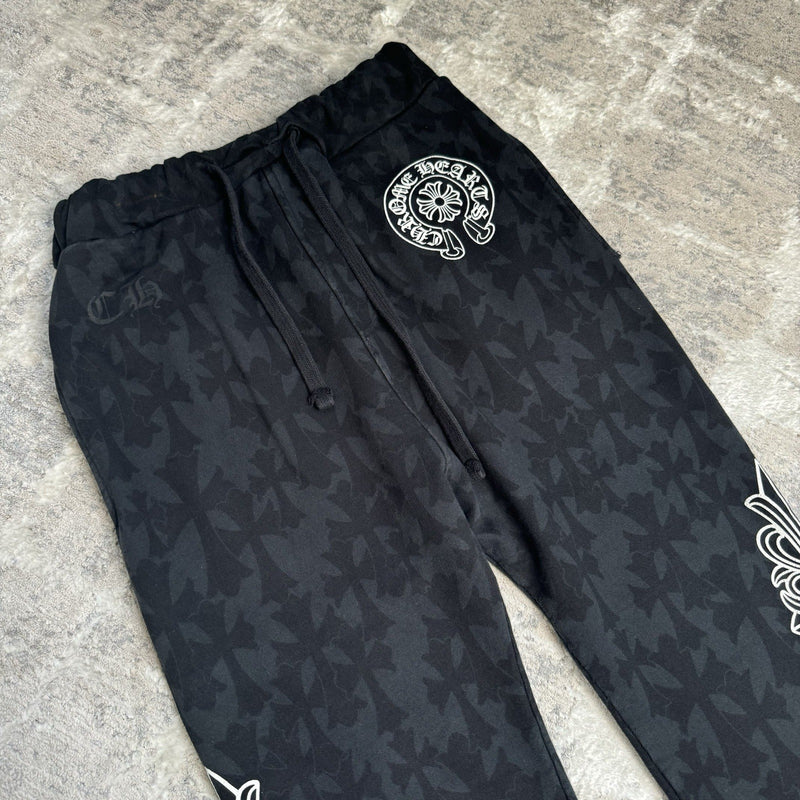 Chrome Hearts Cemetery Allover Cross Print Logo Floral Sweatpants 