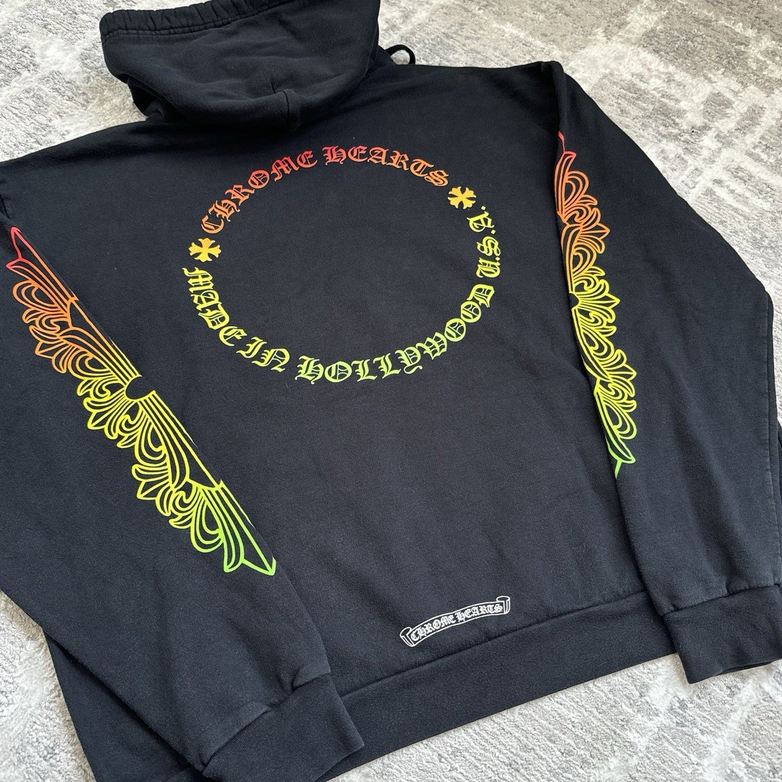 Chrome Hearts Gradient Floral Sleeve Pullover Hoodie 