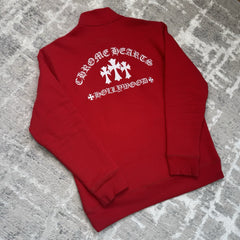Chrome Hearts King Taco Triple Cross Embroidered Quarter Zip Pullover 