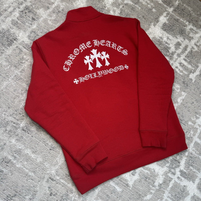 Chrome Hearts King Taco Triple Cross Embroidered Quarter Zip Pullover 