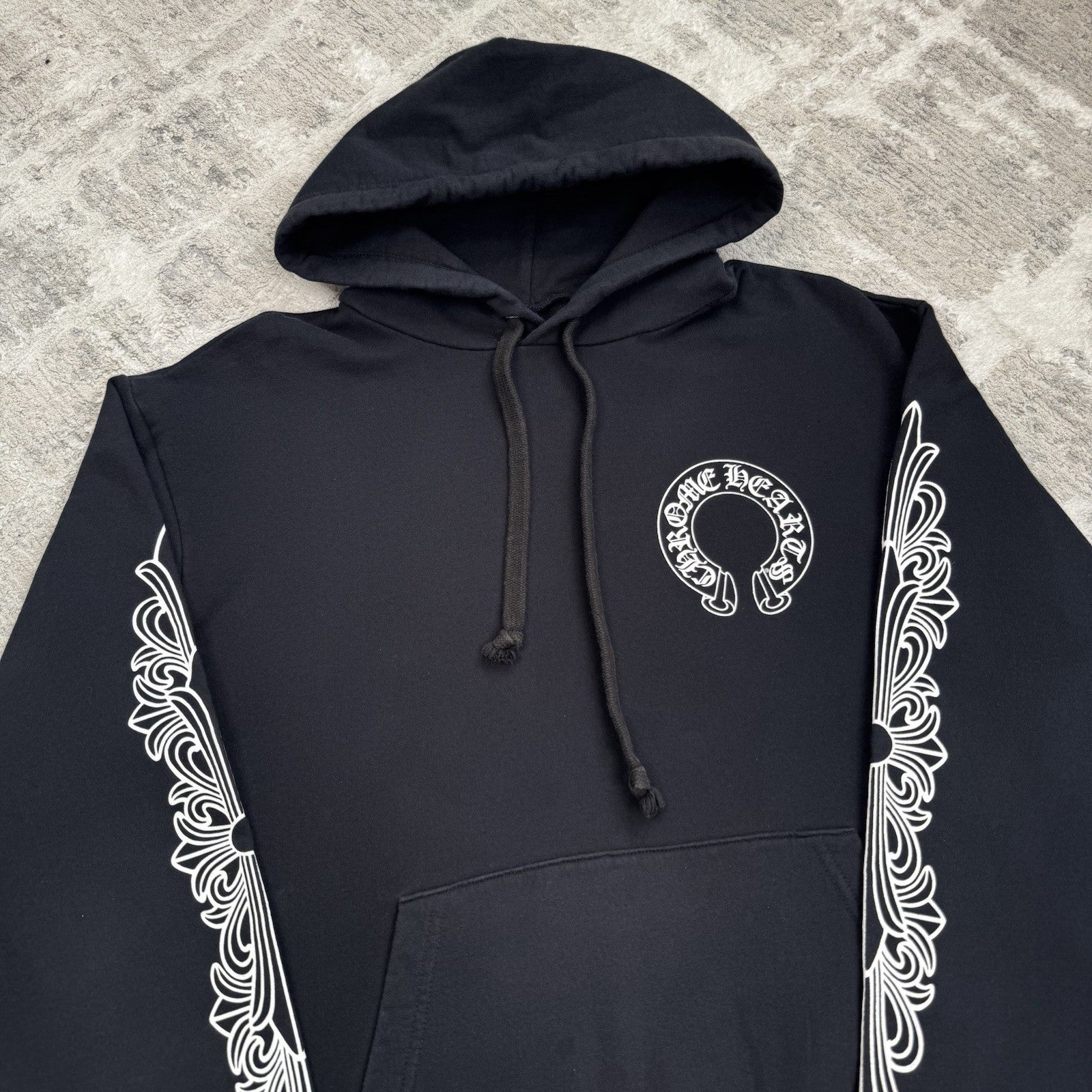 Chrome Hearts Horseshoe Floral Sleeve Pullover Hoodie 