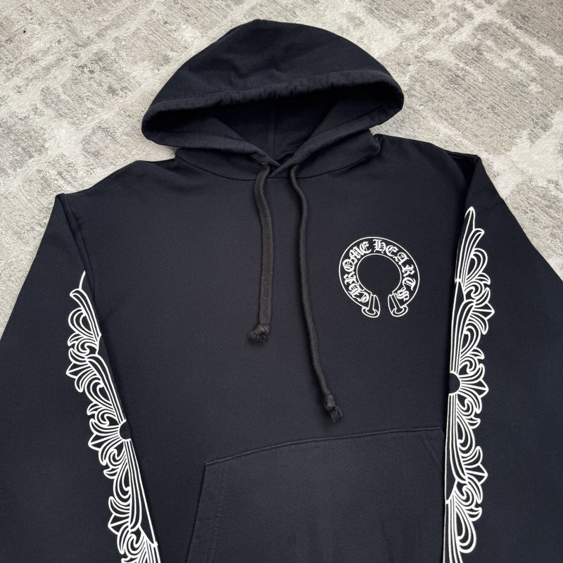 Chrome Hearts Horseshoe Floral Sleeve Pullover Hoodie 