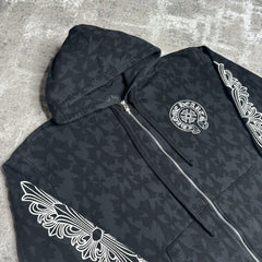 Chrome Hearts Cemetery Cross Zip Up Hoodie 