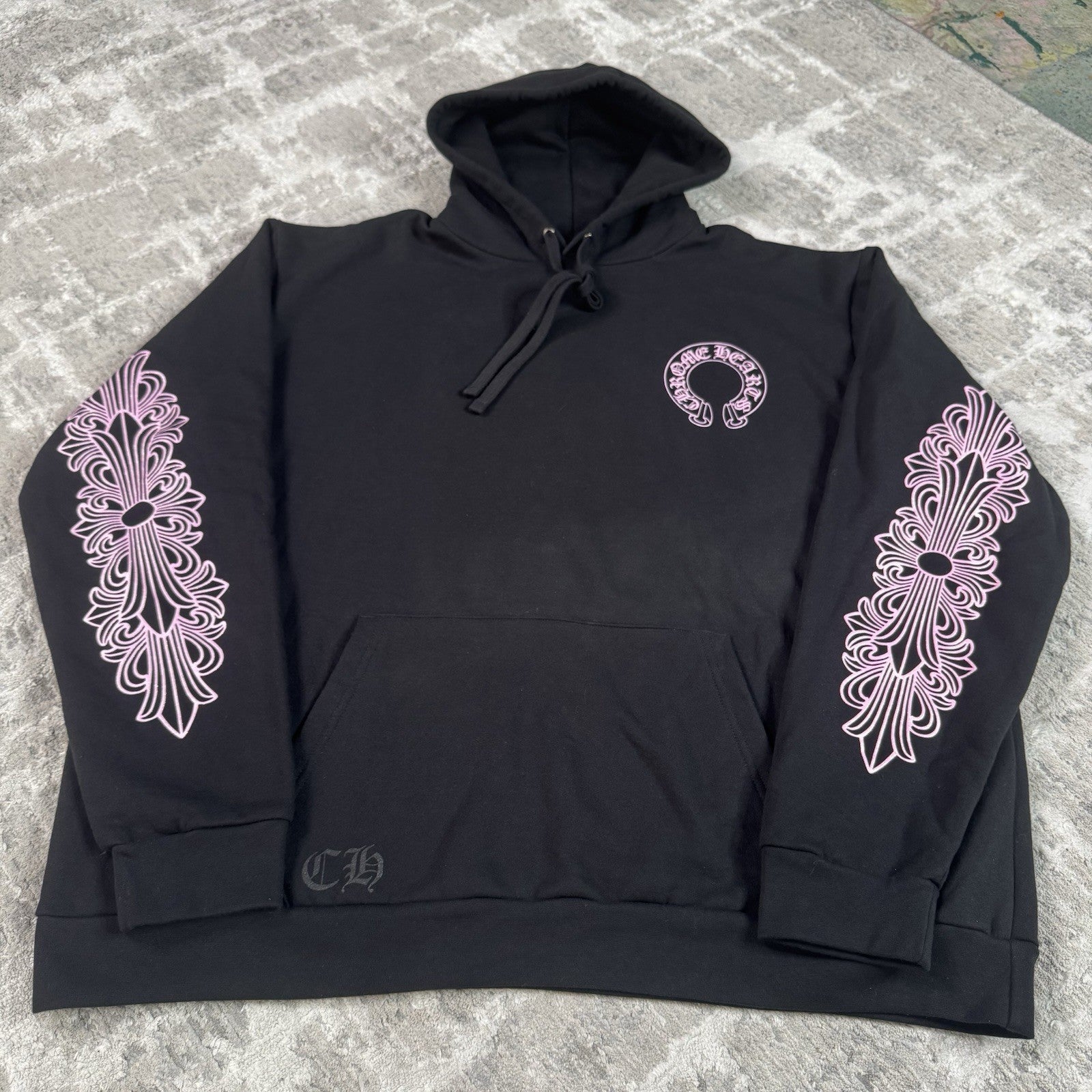 Chrome Hearts Friends And Family Pink Glitter Floral Pullover Hoodie