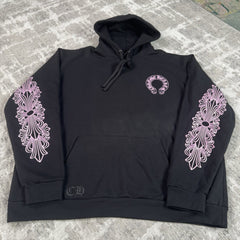 Chrome Hearts Friends And Family Pink Glitter Floral Pullover Hoodie