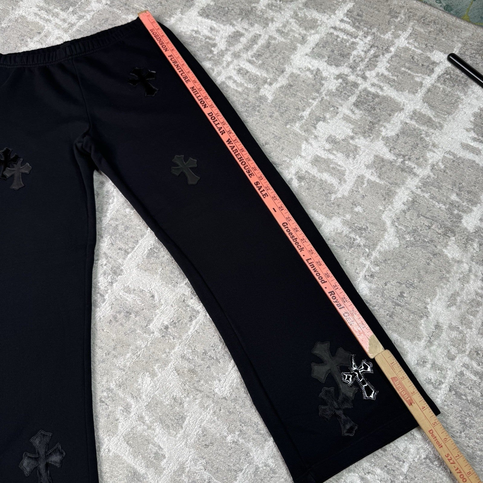 Chrome Hearts Leather Cross Patch Sweatpants 