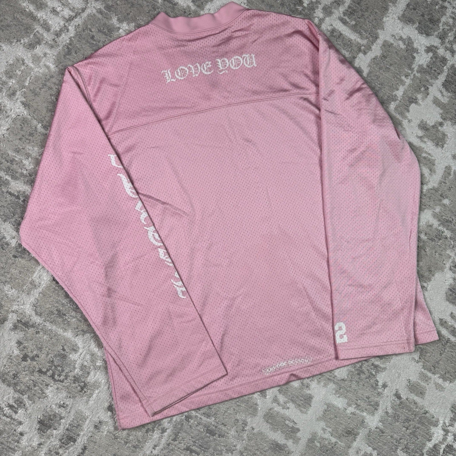 Chrome Hearts Mesh Pink Long Sleeve Stadium Jersey 