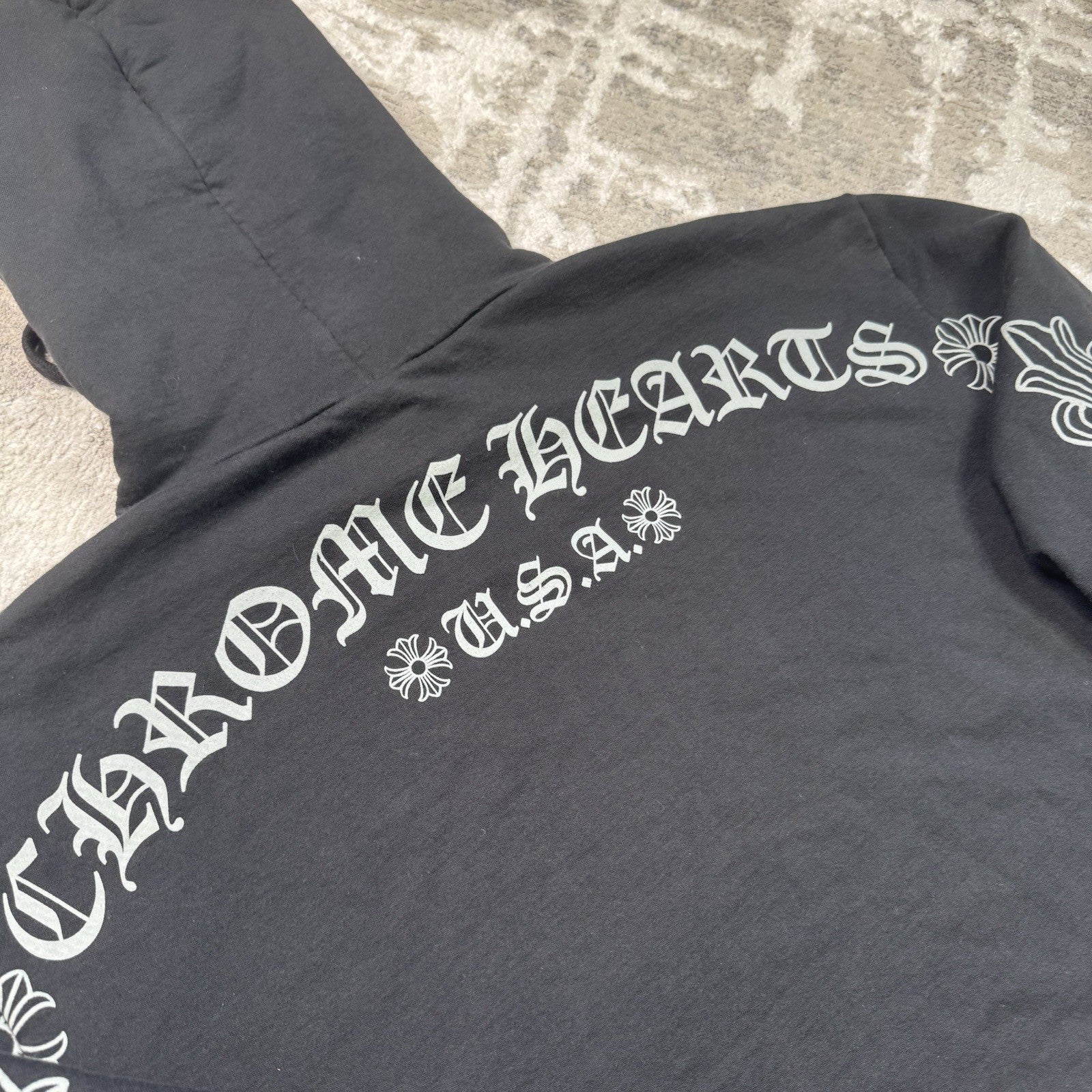 Chrome Hearts Friends And Family Grey Print Floral Pullover Hoodie 