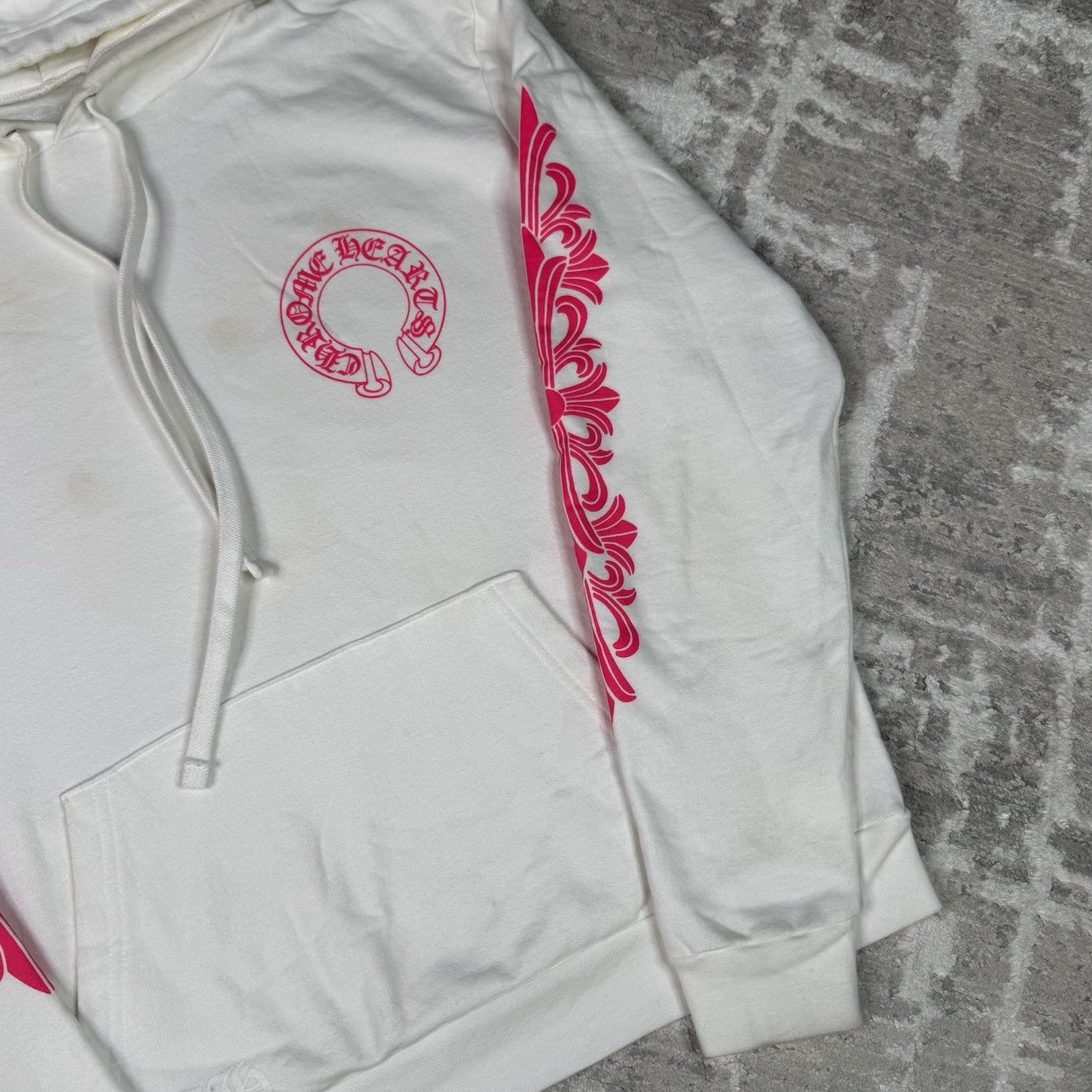 Chrome Hearts Floral Horseshoe Pink Pullover Hoodie 