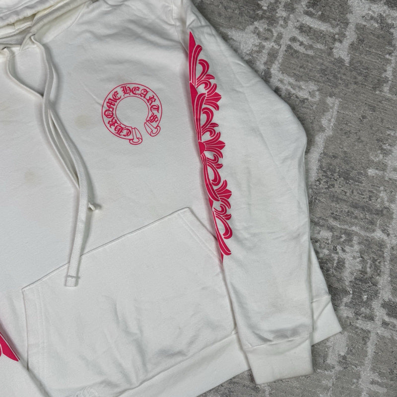 Chrome Hearts Floral Horseshoe Pink Pullover Hoodie 