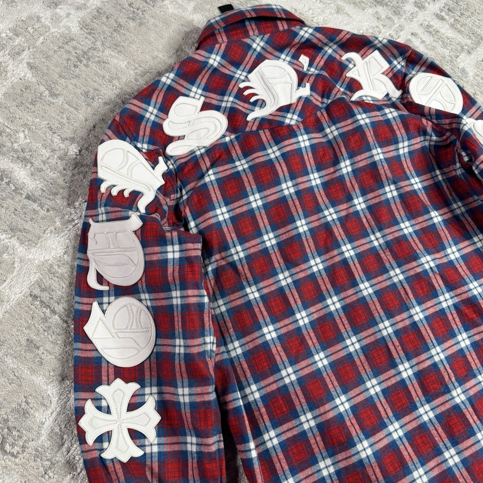 Chrome Hearts Guns N Roses Leather Patch Button Up 