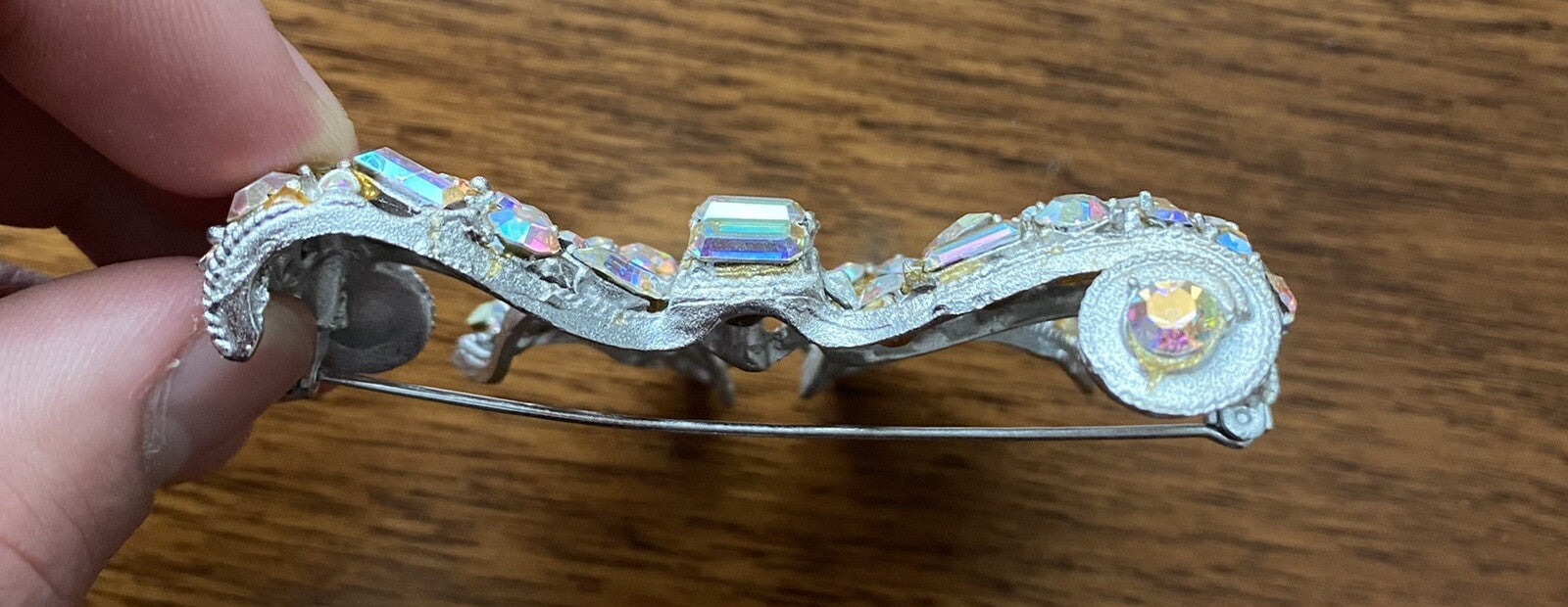 R. Serbin 1980s Vintage Custome Brooch Pin Crystal