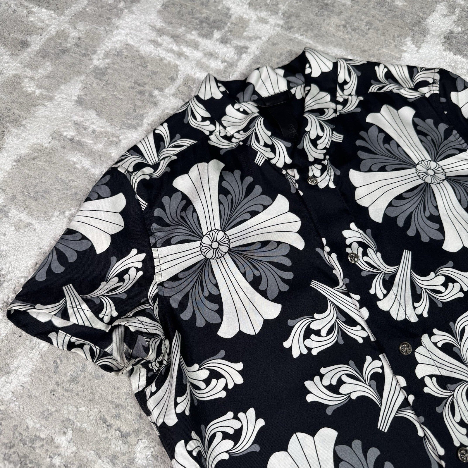 Chrome Hearts Silk Plus Cross Button Up Shirt 