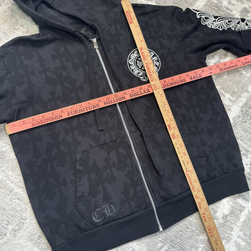 Chrome Hearts Cemetery Cross Monogram Zip Up Hoodie 