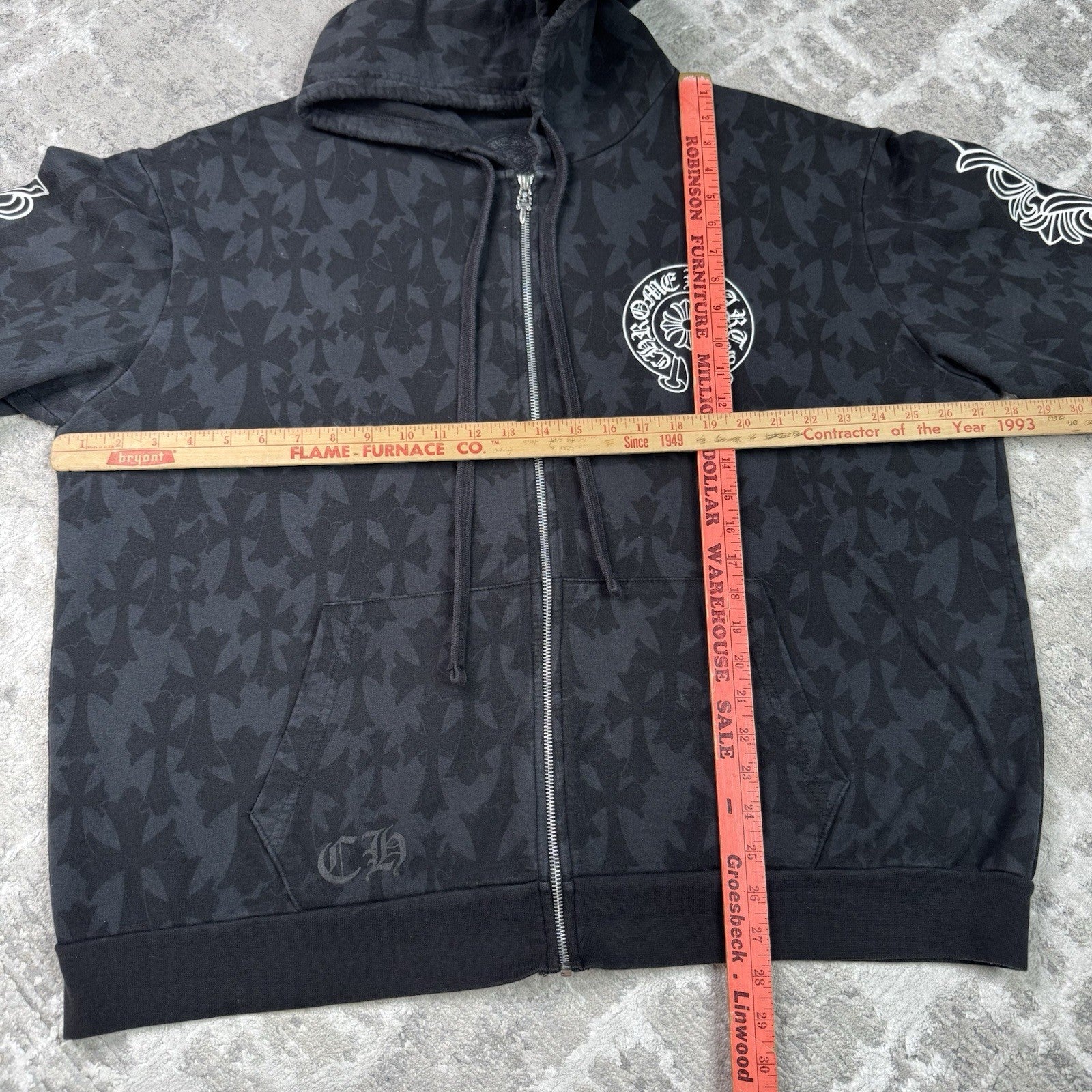 Chrome Hearts Cemetery Monogram Scroll Zip Up Hoodie 