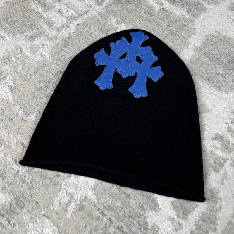 Chrome Hearts Triple cross Leather Patch Ski Mask Beanie 