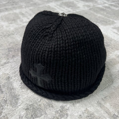 Chrome Hearts Cashmere Leather Patch Cross Beanie Hat 