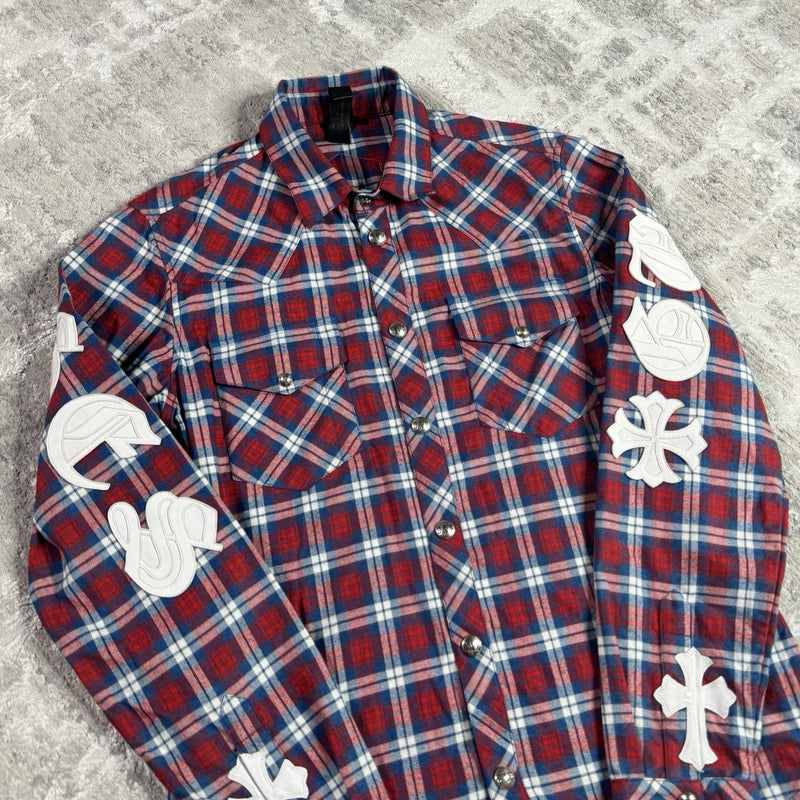 Chrome Hearts Guns N Roses Leather Patch Button Up 