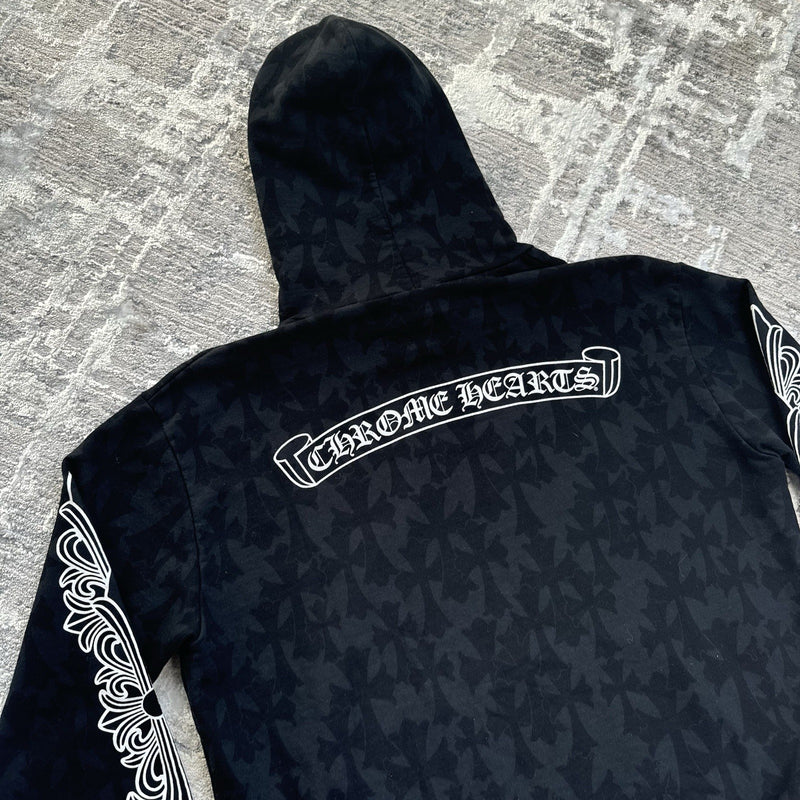 Chrome Hearts Allover Cemetery Cross Print Pullover Hoodie 