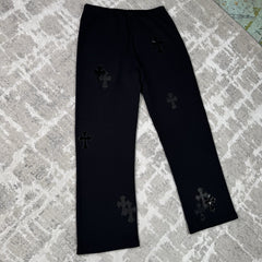 Chrome Hearts Leather Cross Patch Sweatpants 