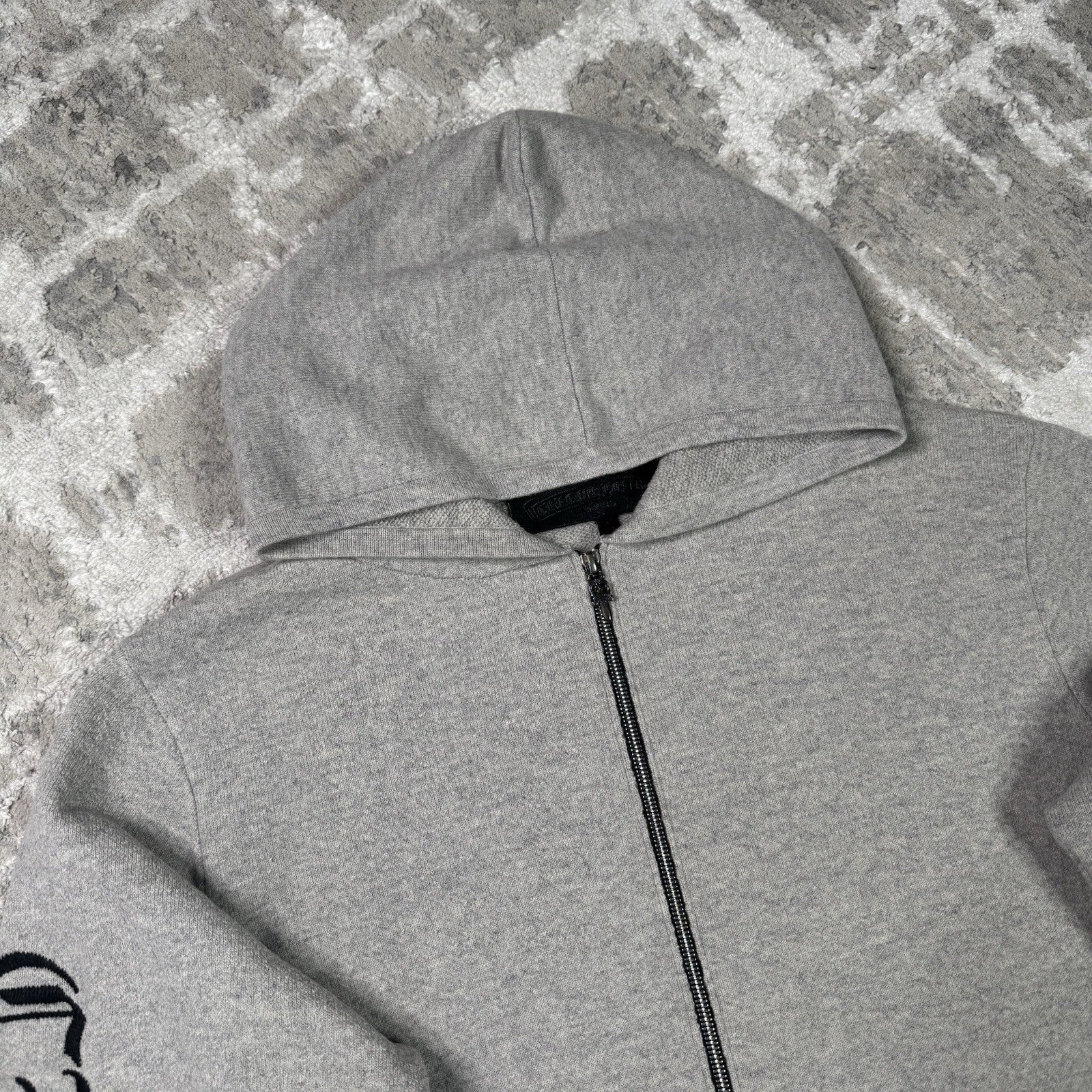 Chrome Hearts Cashmere Embroidered Sleeve Logo Zip Up Hoodie 