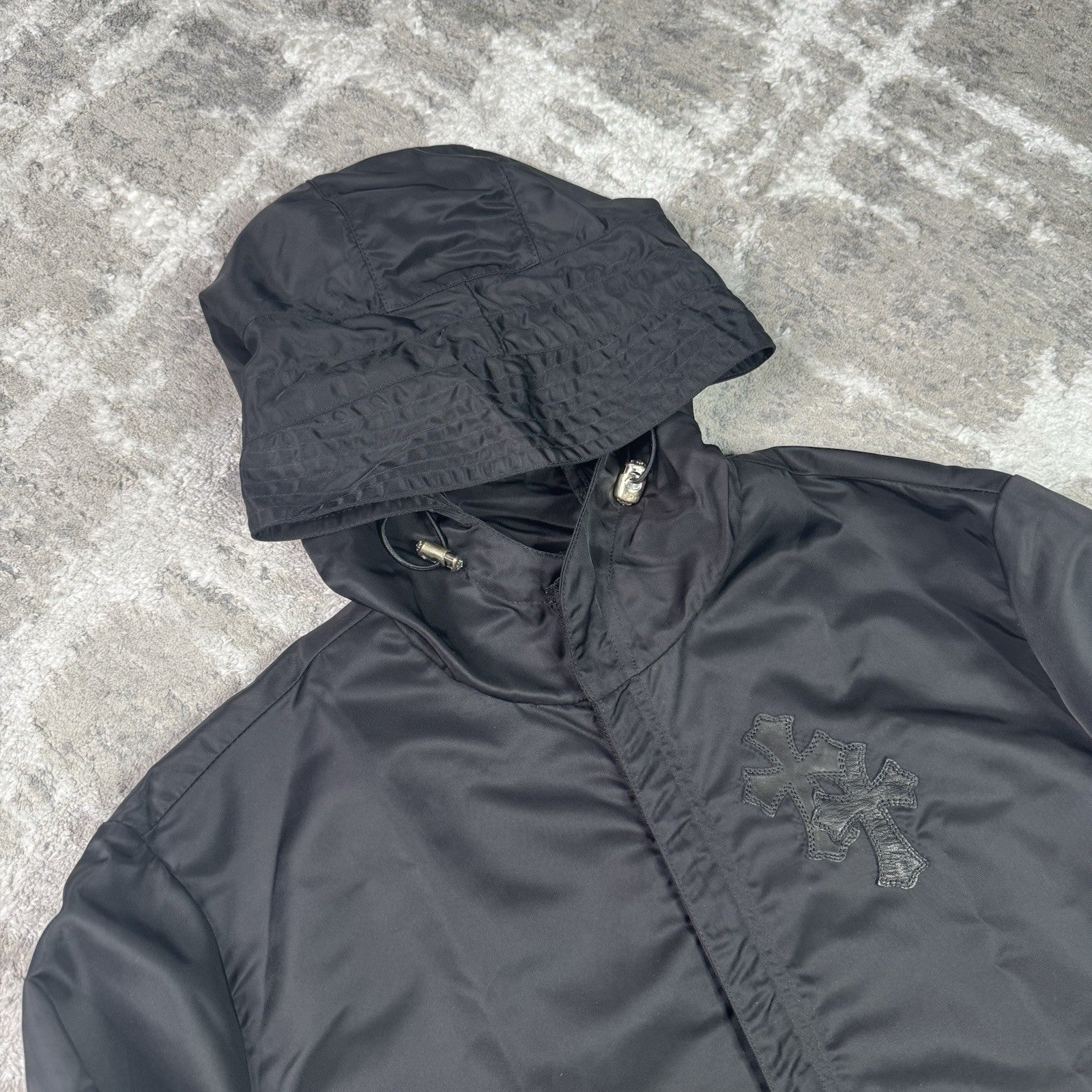 Chrome Hearts Cross Patch Nylon Fishtail Zip Up Parka Jacket 