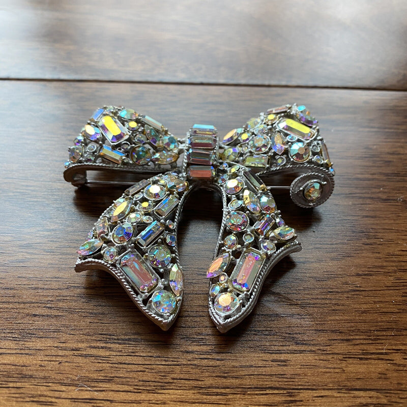 R. Serbin 1980s Vintage Custome Brooch Pin Crystal