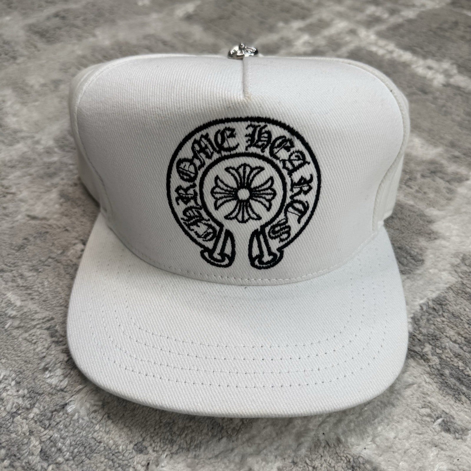 Chrome Hearts Horseshoe Logo Waxed Denim Hat 