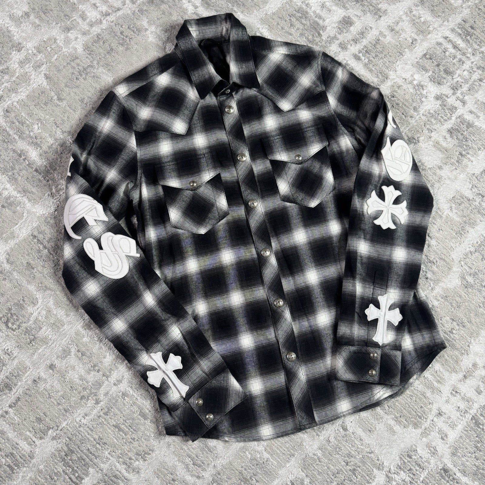 Chrome Hearts Guns N Roses Leather Button Up 