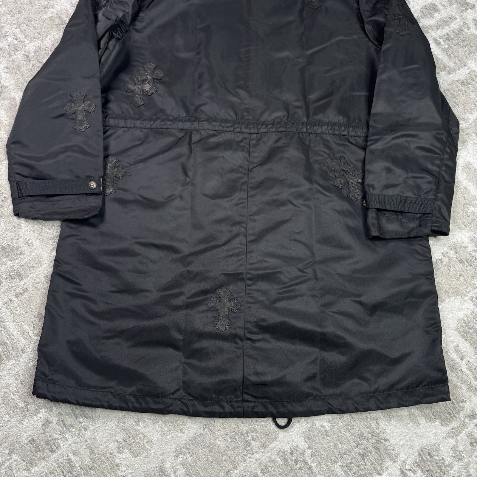 Chrome Hearts Cross Patch Nylon Fishtail Zip Up Parka Jacket 