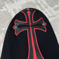Chrome Hearts Red Cross Cashmere Ski Mask Hat