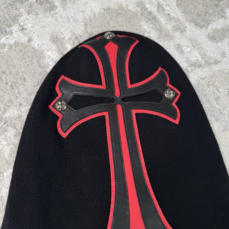 Chrome Hearts Red Cross Cashmere Ski Mask Hat