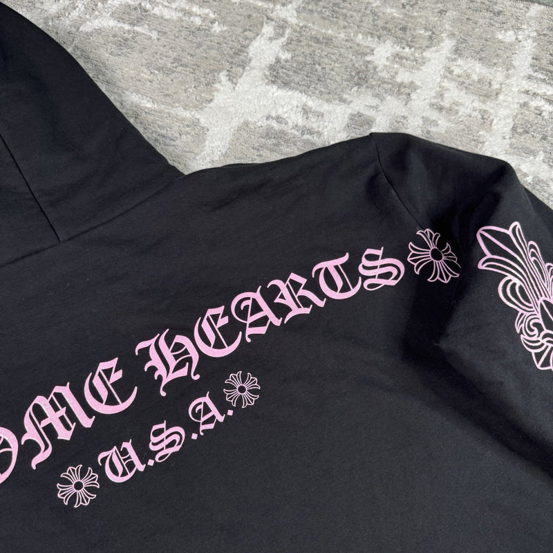 Chrome Hearts Friends And Family Pink Glitter Floral Pullover Hoodie