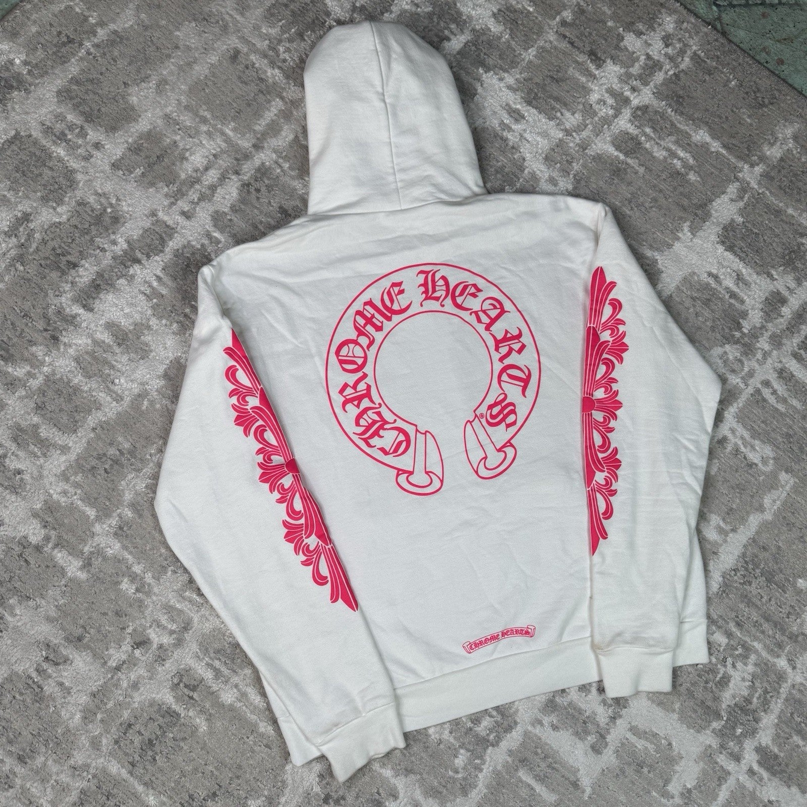Chrome Hearts Floral Horseshoe Pink Pullover Hoodie 