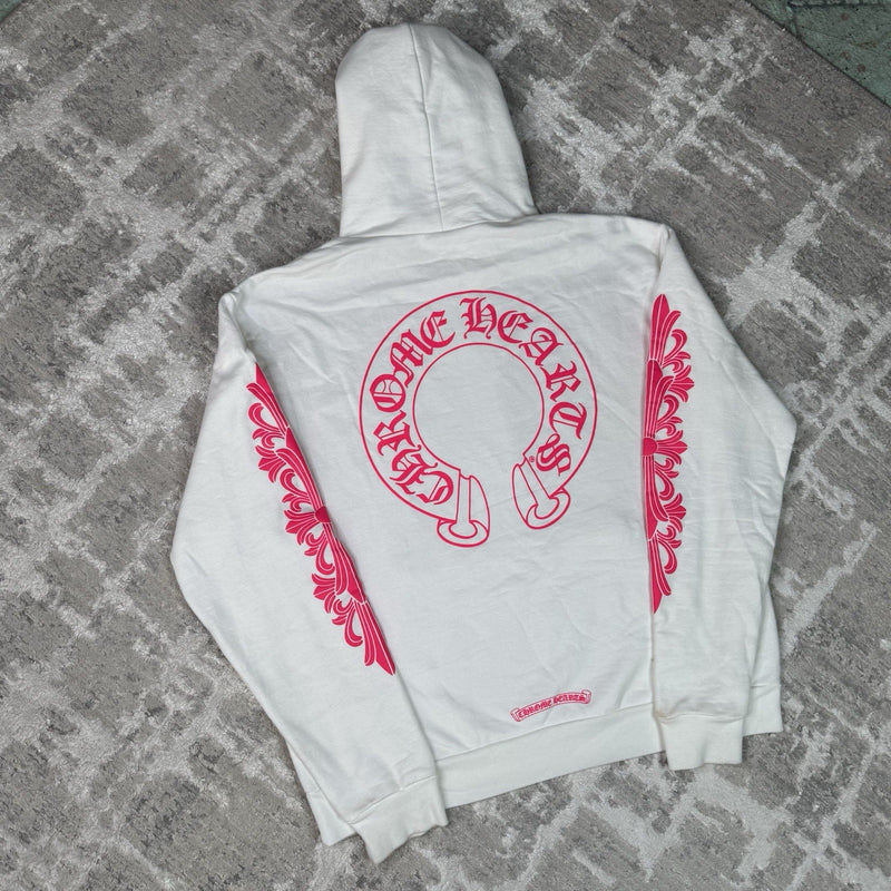Chrome Hearts Floral Horseshoe Pink Pullover Hoodie 